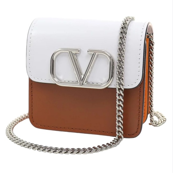 Valentino Garavani Handbags - Valentino Garavani Leather Crossbody Mini - Tan and White - EUC